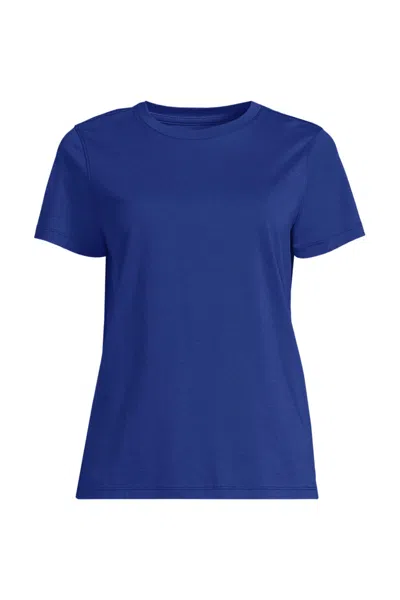 Lands' End School Uniform Women's Supima Jersey Short Sleeve Relaxed Tee Shirt In Blue