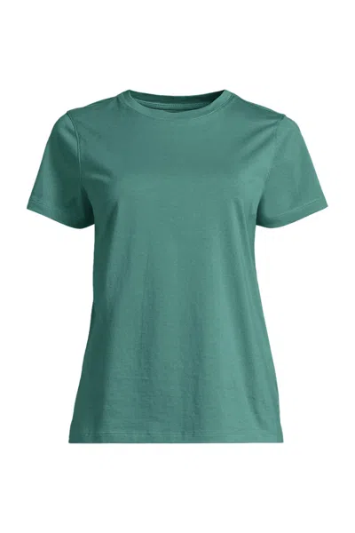 Lands' End School Uniform Women's Supima Jersey Short Sleeve Relaxed Tee Shirt In Blue