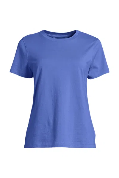 Lands' End School Uniform Women's Supima Jersey Short Sleeve Relaxed Tee Shirt In Blue