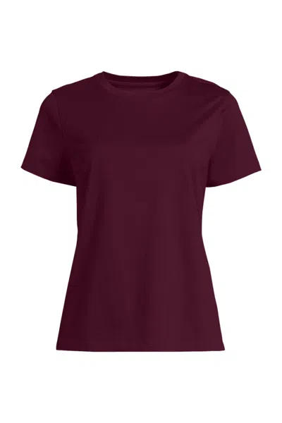 Lands' End School Uniform Women's Supima Jersey Short Sleeve Relaxed Tee Shirt In Burgundy