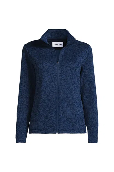 Lands' End School Uniform Women's Sweater Fleece Zip Front Jacket In Blue