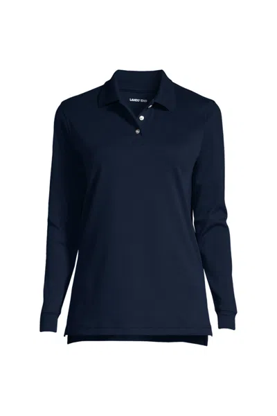 Lands' End School Uniform Women's Tall Long Sleeve Interlock Polo Shirt In Multi