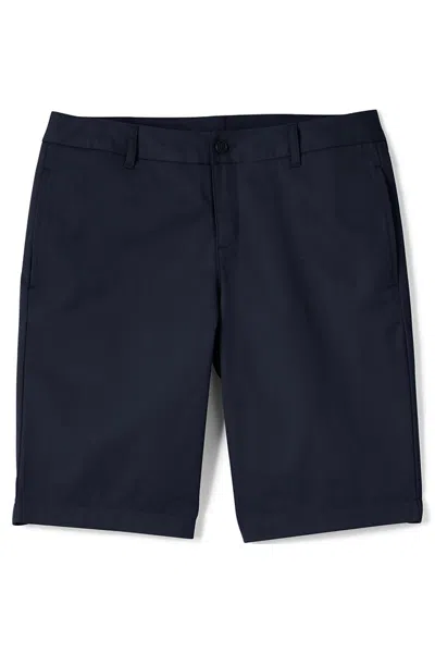 Lands' End School Uniform Women's Tall Plain Front Blend Chino Shorts In Black