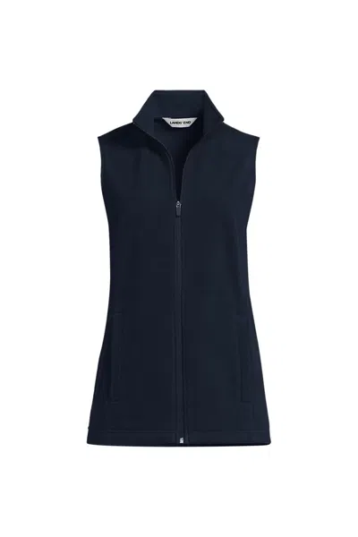 Lands' End School Uniform Women's Tall Thermacheck 100 Fleece Vest In Blue