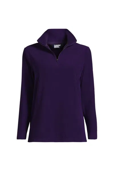 Lands' End School Uniform Women's Thermacheck 100 Fleece Quarter Zip Pullover Top In Blue