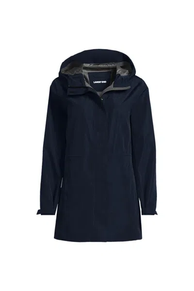 Lands' End School Uniform Women's Waterproof Hooded Packable Rain Jacket In Blue