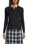 Lands' End School Uniform Young  Cotton Modal Cardigan Sweater In Black