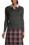 Lands' End School Uniform Young  Cotton Modal Cardigan Sweater In Coal Heather