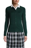 Lands' End School Uniform Young  Cotton Modal Cardigan Sweater In Evergreen