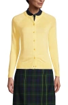 Lands' End School Uniform Young  Cotton Modal Cardigan Sweater In Maize