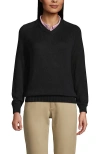 Lands' End School Uniform Young  Cotton Modal V-neck Sweater In Black