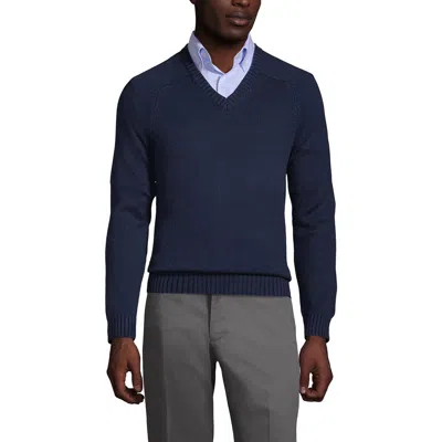Lands' End School Uniform Young  Cotton Modal V-neck Sweater In Classic Navy