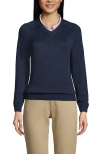 Lands' End School Uniform Young  Cotton Modal V-neck Sweater In Classic Navy