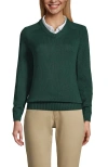 Lands' End School Uniform Young  Cotton Modal V-neck Sweater In Evergreen