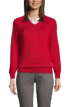Lands' End School Uniform Young  Cotton Modal V-neck Sweater In Red