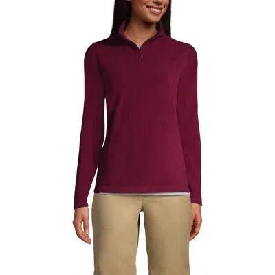 Lands' End School Uniform Young  Lightweight Fleece Quarter Zip Pullover In Burgundy