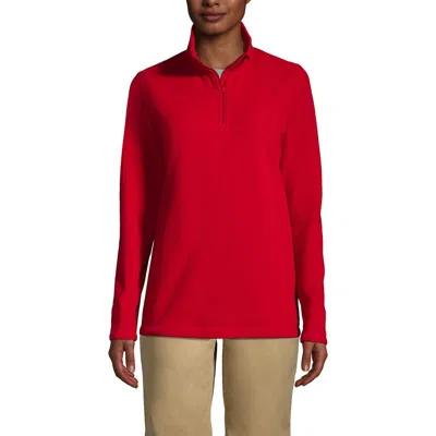 Lands' End School Uniform Young  Lightweight Fleece Quarter Zip Pullover In Red