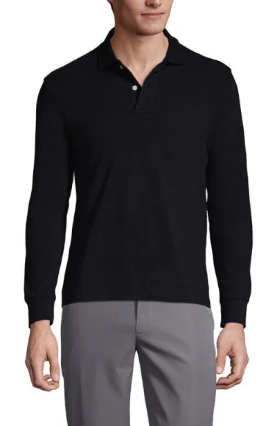 Lands' End School Uniform Young  Long Sleeve Mesh Polo Shirt In Black