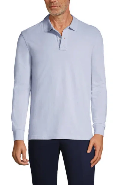 Lands' End School Uniform Young  Long Sleeve Mesh Polo Shirt In Blue