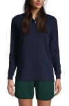 Lands' End School Uniform Young  Long Sleeve Mesh Polo Shirt In Classic Navy
