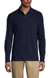 Lands' End School Uniform Young  Long Sleeve Mesh Polo Shirt In Classic Navy