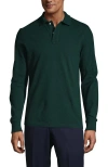 Lands' End School Uniform Young  Long Sleeve Mesh Polo Shirt In Evergreen