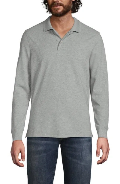 Lands' End School Uniform Young  Long Sleeve Mesh Polo Shirt In Gray