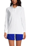 Lands' End School Uniform Young  Long Sleeve Mesh Polo Shirt In White