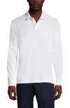 Lands' End School Uniform Young  Long Sleeve Mesh Polo Shirt In White