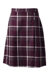 Lands' End School Uniform Young  Plaid A-line Skirt Below The Knee In Burgundy/gray Plaid