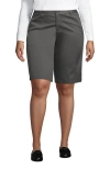 Lands' End Plus Size Plain Front Blend Chino Shorts In Arctic Gray