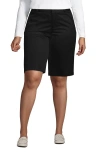 Lands' End Plus Size Plain Front Blend Chino Shorts In Black
