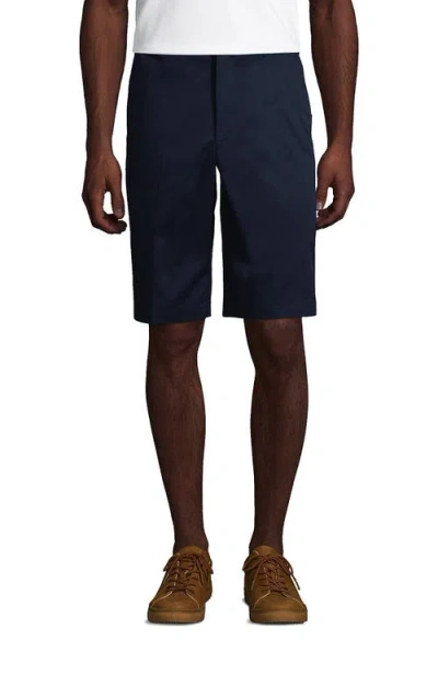 Lands' End School Uniform Young  Plain Front Blend Chino Shorts In Classic Navy