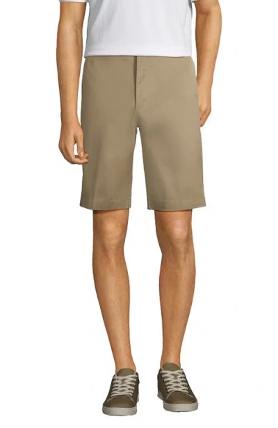 Lands' End School Uniform Young  Plain Front Blend Chino Shorts In Khaki