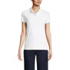 Lands' End School Uniform  Short Sleeve Interlock Polo Shirt In White