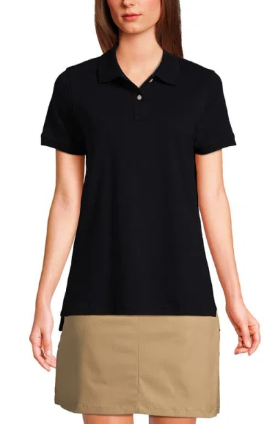 Lands' End School Uniform Young  Short Sleeve Mesh Polo Shirt In Black