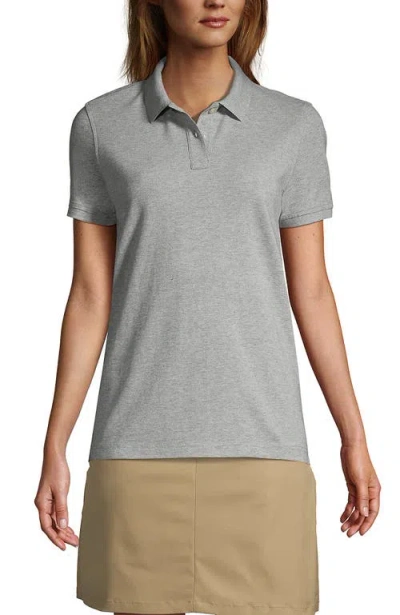 Lands' End School Uniform Young  Short Sleeve Mesh Polo Shirt In Gray Heather