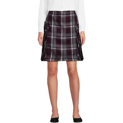 Lands' End School Uniform Young  Side Pleat Plaid Skort Above The Knee In Black