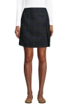 Lands' End School Uniform Young  Side Pleat Plaid Skort Above The Knee In Classic Navy/evergreen Plaid