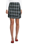 Lands' End School Uniform Young  Side Pleat Plaid Skort Above The Knee In White/evergreen Plaid