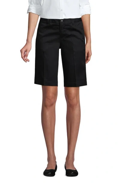 Lands' End Tall Plain Front Blend Chino Shorts In Black