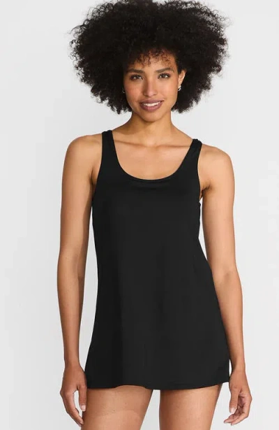 Lands' End Scoop Neck Mini Swim Dress One Piece Swimsuit In Black