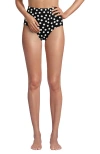 Lands' End Sculpting Suit Chlorine Resistant Targeted Control Retro High Waisted Bikini Swim Bottoms In Black/egret White Tossed Dots