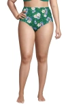 Lands' End Plus Size Sculpting Suit High Waisted Bikini Bottoms In Island Emerald Petunia Floral