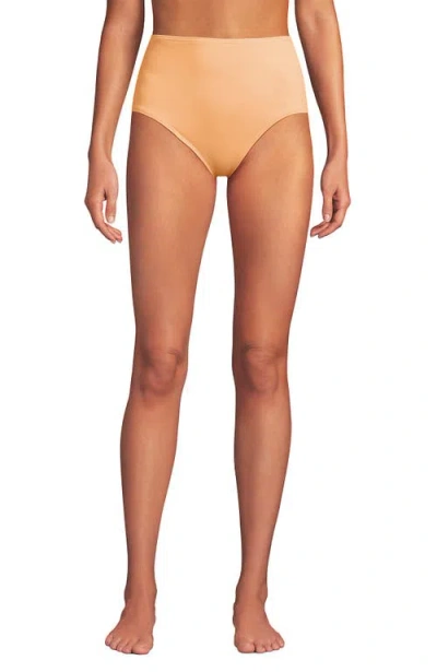 Lands' End Sculpting Suit Chlorine Resistant Targeted Control Retro High Waisted Bikini Swim Bottoms In Orange Mist