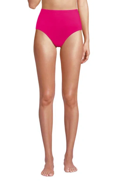 Lands' End Sculpting Suit Chlorine Resistant Targeted Control Retro High Waisted Bikini Swim Bottoms In Prism Pink