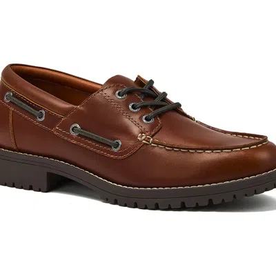 Lands' End Seaport Leather Lace Up Boat Shoes In Brown