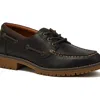 Lands' End Seaport Leather Lace Up Boat Shoes In Brown