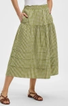 Lands' End Plus Size Seersucker Pull On Midi Skirt