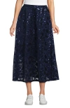 Lands' End Sequin Lace Mid Rise Midi Skirt In Blue